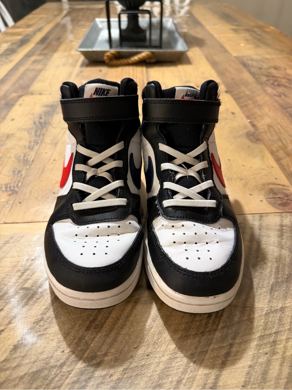 Nike Court Borough Mid 2 Sneakers | White/Black/Red | Size 3Y